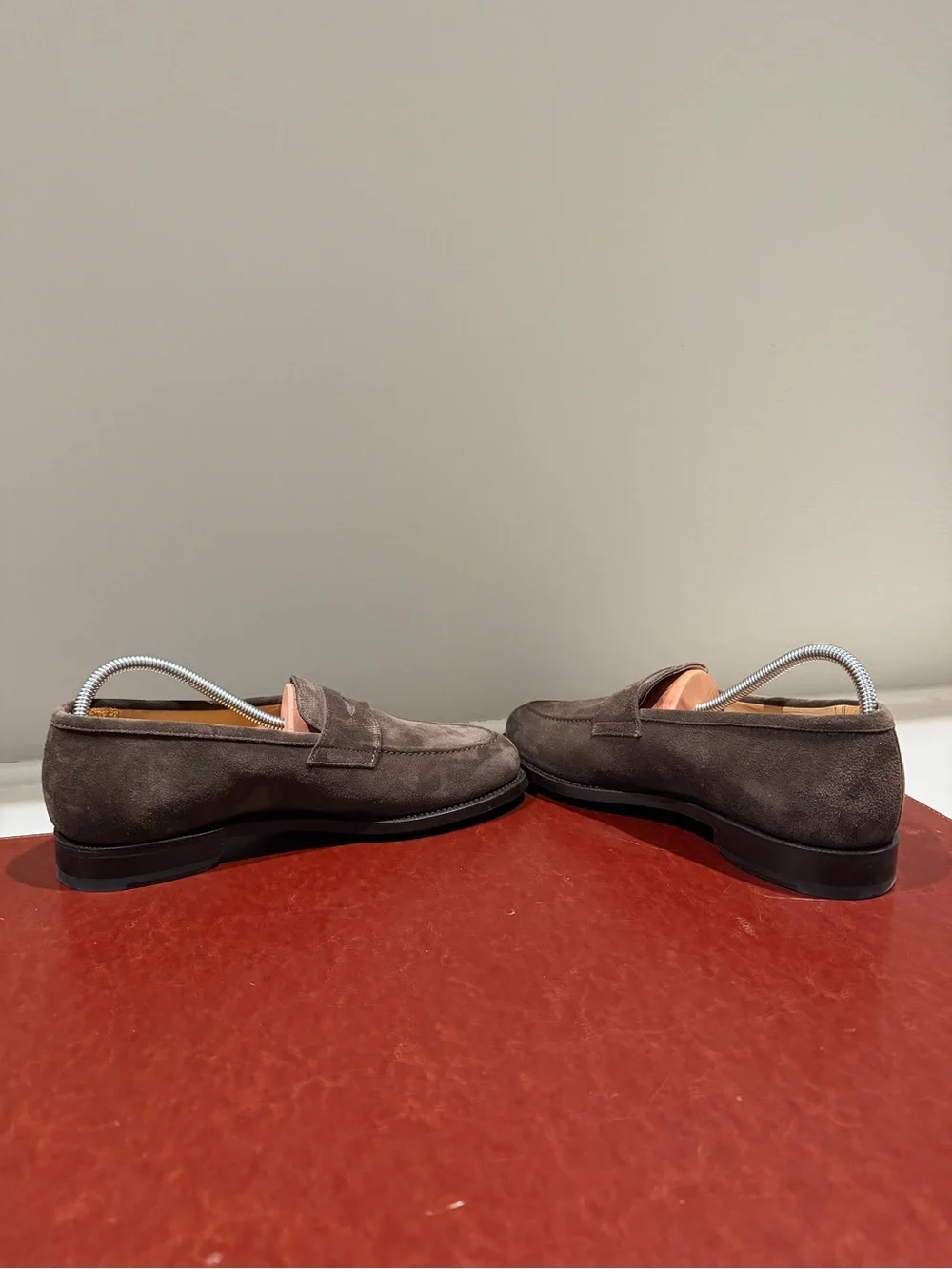 Suit Supply Men’s Suede Penny Loafers in Dark Brown